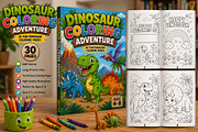 Dinosaur Coloring Adventure, a Stationery Template by Designmela01 (Thumbnail 1 of 5)