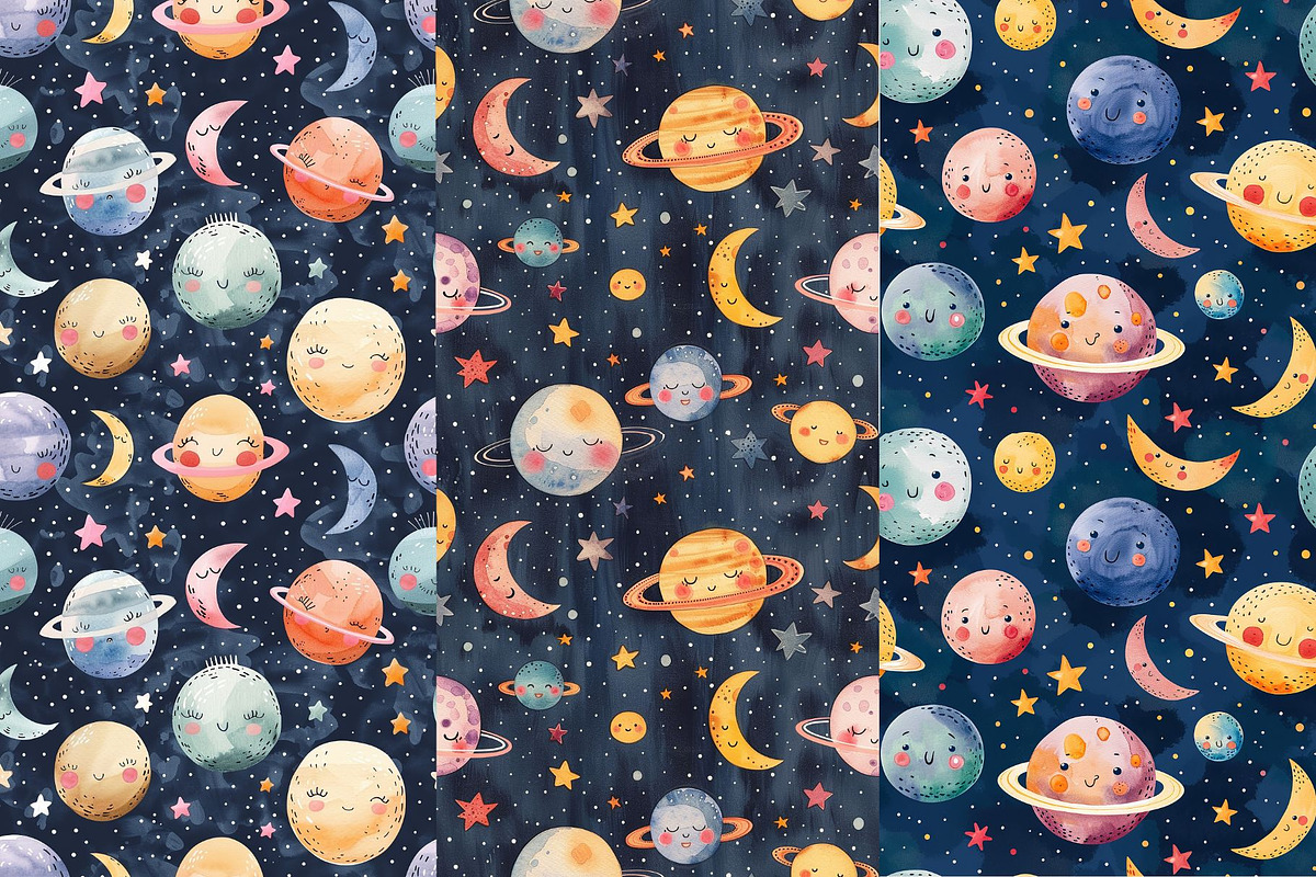 8 Baby Planets Seamless Patterns, a Pattern Graphic by Inknfolly (Photo 3 of 5)