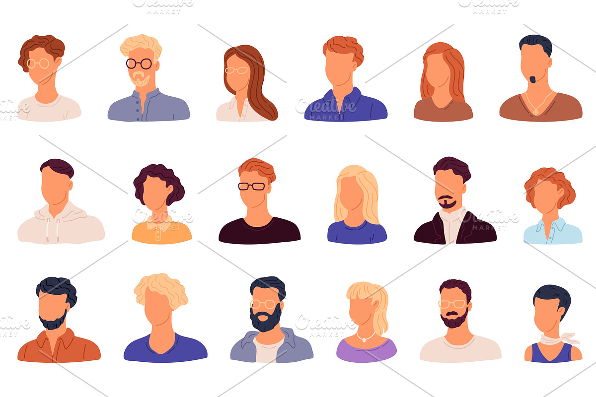 Male and female faces. People, a Person Illustration by Vectorbuum