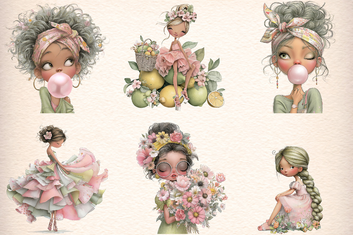Pastel Summer Girl Clipart Bundle, an Illustration by Digital Artistic99 (Photo 2 of 10)