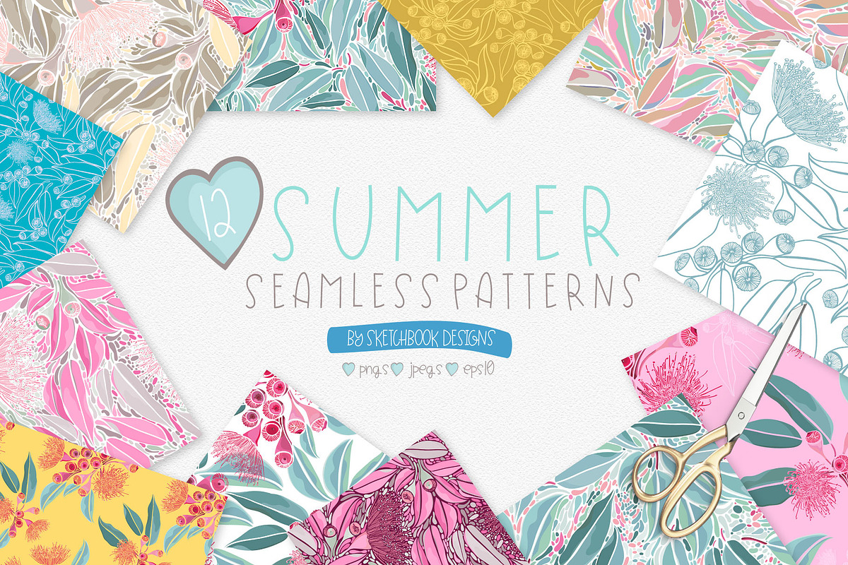 Summer Seamless Patterns, a Pattern Graphic by Sketchbook Designs (Photo 1 of 10)