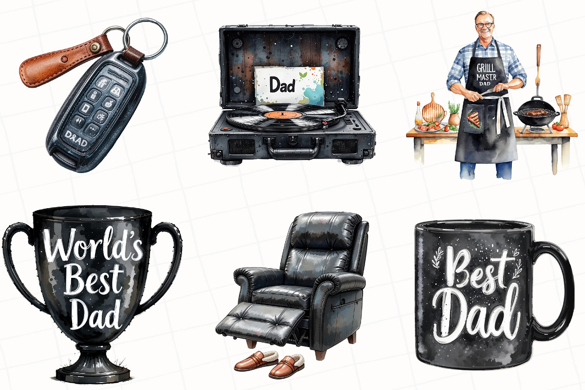 Classic Black Father's Day Clipart, an Illustration by OK Design (Photo 4 of 5)