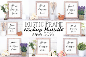 Rustic Frame Mockup Photo Bundle, a Print Template by Pixomize