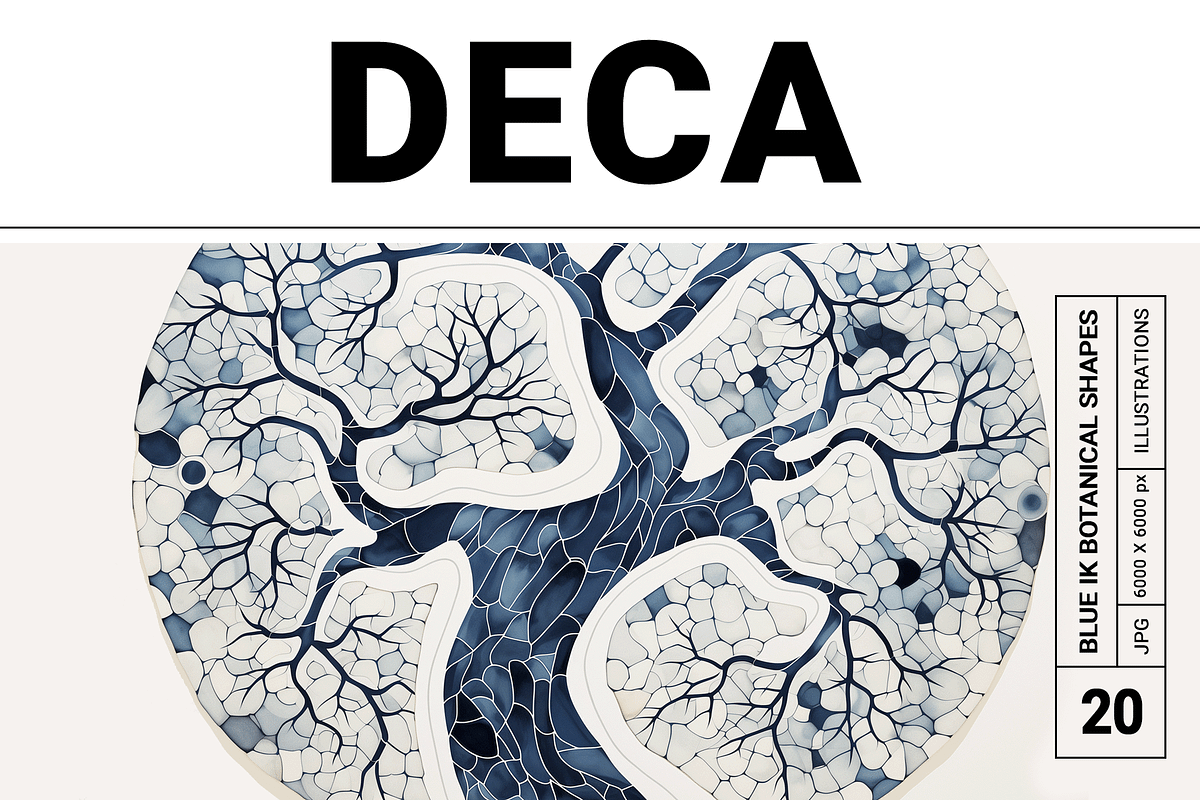 Deca Co - Blue Ink Botanical Shapes, a Texture Illustration by milatovar (Photo 1 of 25)