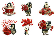 Kawaii penguin valentine clip-art, an Illustration by CreationArt (Thumbnail 6 of 6)