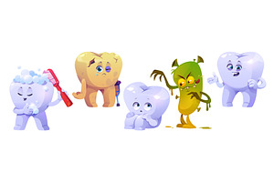 Cartoon tooth characters for kids, an Object Illustration by art PVP - market