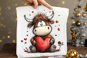 Whimsical Valentine Highland Cow Cli, an Illustration by OK Design (Thumbnail 5 of 6)