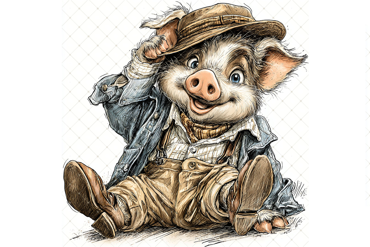 Piglet In Outfit Clipart JPG, an Animal Illustration by Memories By Lea (Photo 12 of 20)