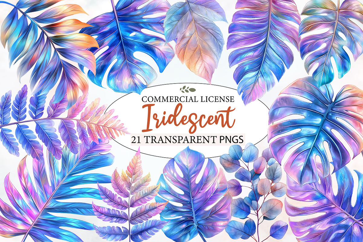 Iridescent Leaves Clipart, an Illustration by Designworld (Photo 1 of 6)