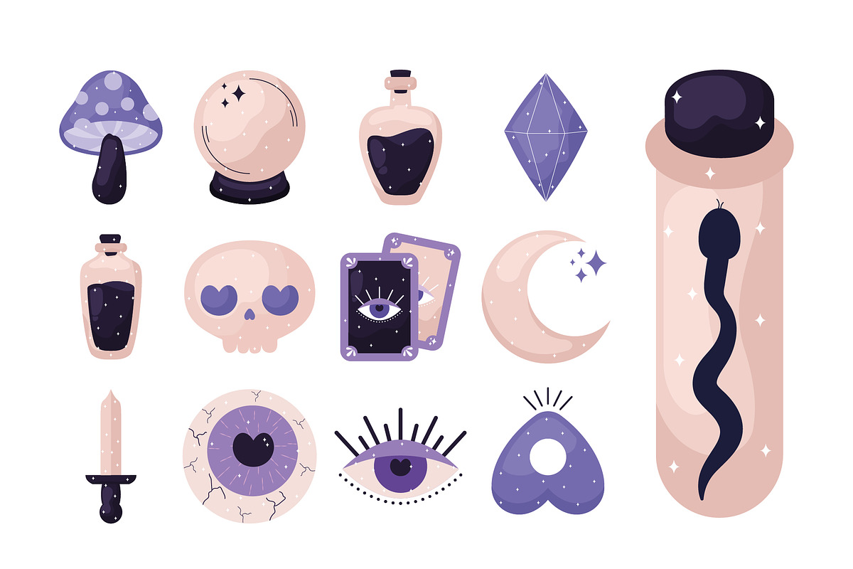Esoteric Mystic Witchcraft Icons Set