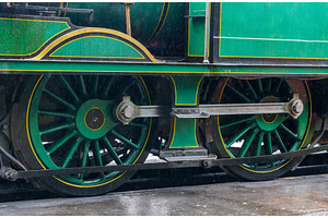 Detail of the wheels and coupling, a Transportation Photo by Backyard Stock