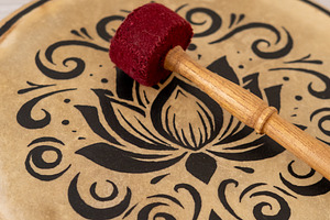 Tambourine sound therapy rhythm instrument healing, a Background Photo by Photo Drive Studio