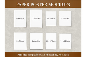 Paper Poster Mockup Kit, a Product Mockup by MockupsBox