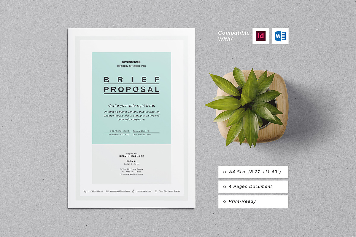 Brief Proposal Template, a Stationery Template by Designsoul14 (Photo 1 of 4)