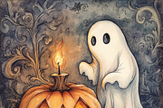 Spooky Cute Ghost, a Background Graphic by Printable Treasure (Thumbnail 3 of 8)