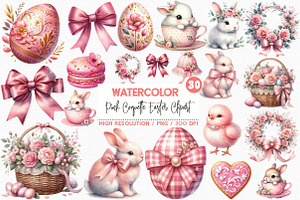 Pink Coquette Easter Clipart, an Illustration by SinaCreation