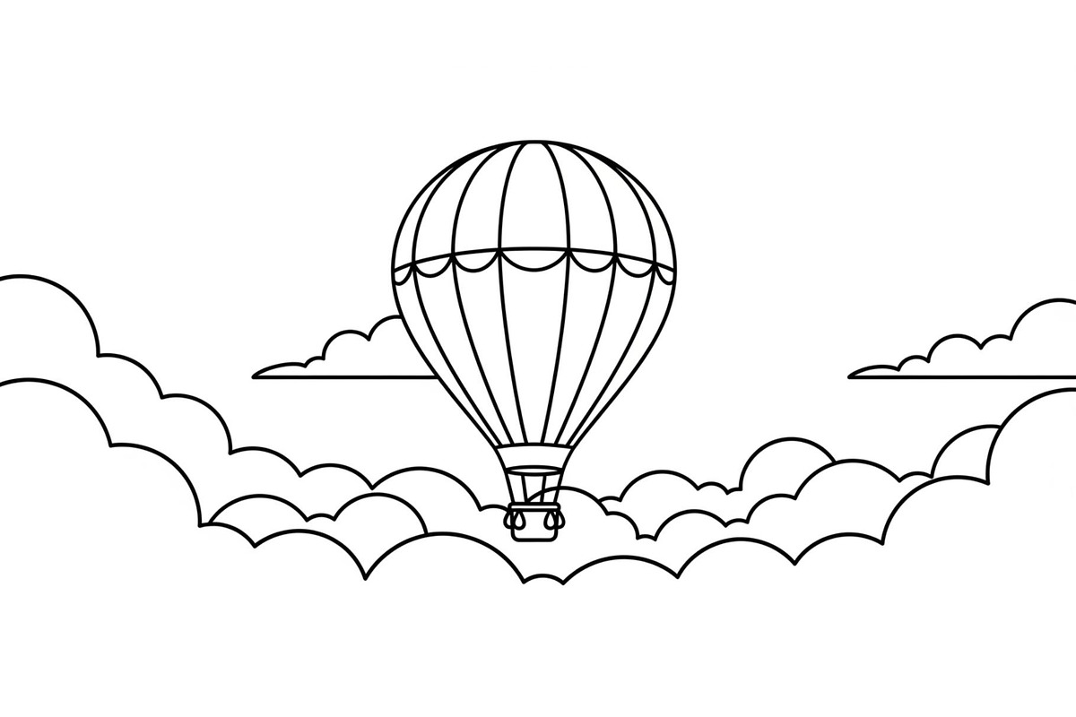 Hot Air Balloon Cloud Line Art bundl, an Illustration by Designer_Momina (Photo 51 of 51)