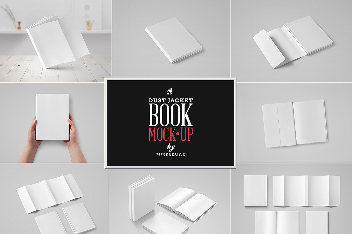Book Mock-Up / Dust Jacket Edition, a Books & Magazine Mockup by PuneDesign (Photo 12 of 12)