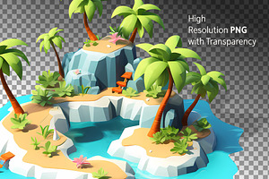 Tropical Island Isometric Low Poly