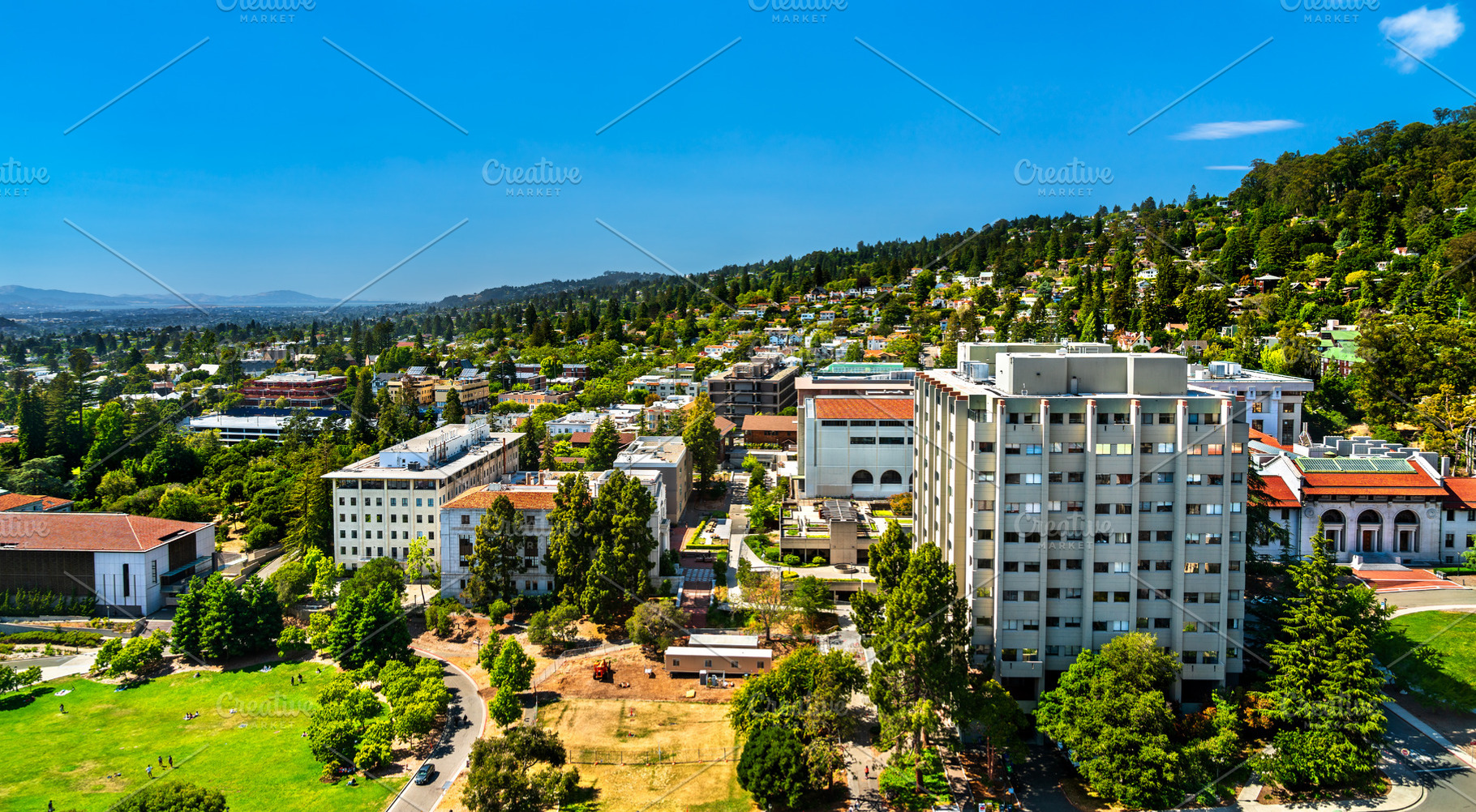 Aerial view of Evans Hall and the University of California Berkeley, an Architecture Photo by Leonid Andronov