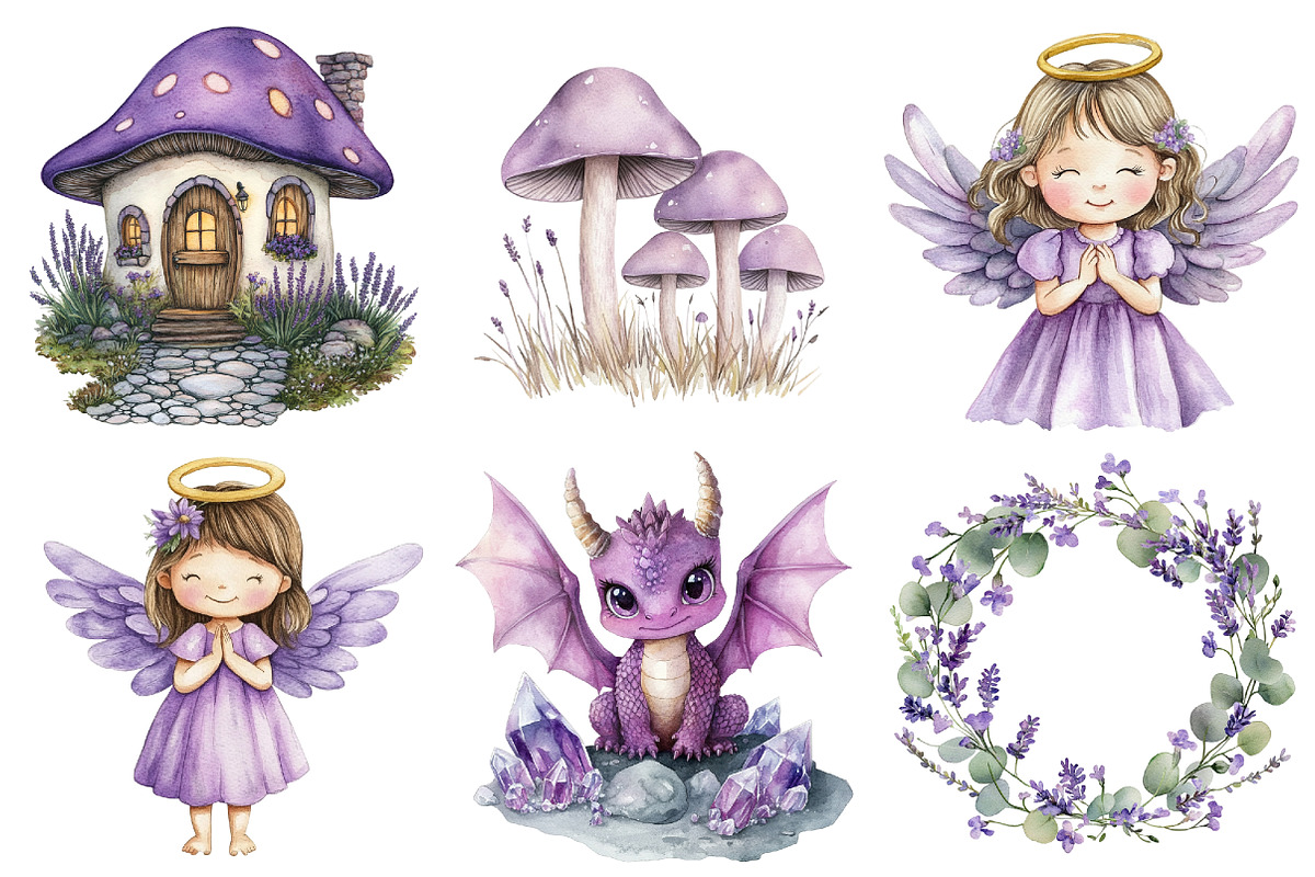 Watercolor Magical Fairies Clipart, a Seasonal Illustration by CitraGraphics (Photo 4 of 5)