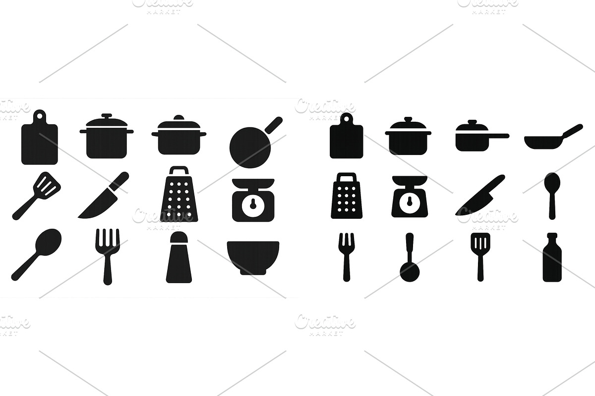 Black kitchen utensils and tools, a Food Illustration by ZinetroN