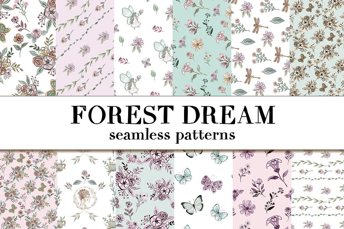 Forest Dream Seamless Pattern, a Seasonal Illustration by Rosabebe