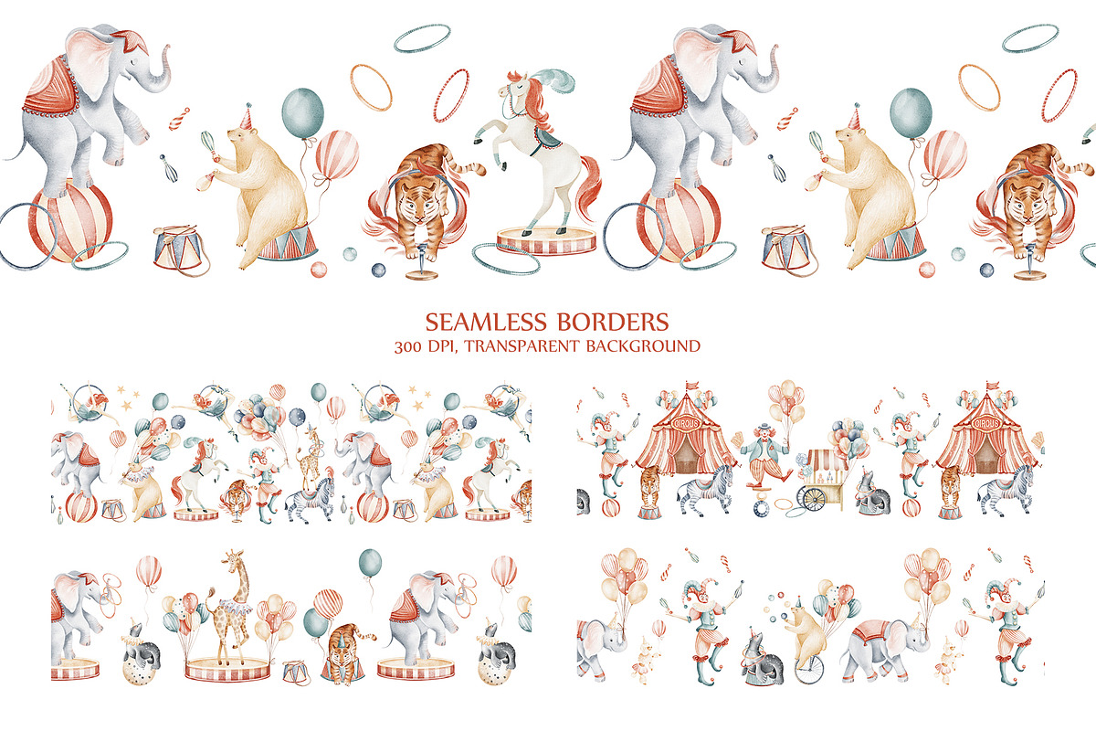 Cute Circus Watercolor Clipart Set, an Animal Illustration by LenArt (Photo 15 of 18)