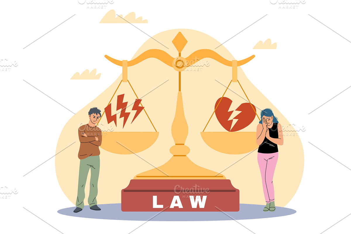 Legal services. Justice and right, an Object Illustration by YummyBuum