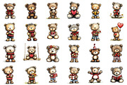 Watercolor Teddy Bear Clipart, an Illustration by designcity5 (Thumbnail 2 of 5)