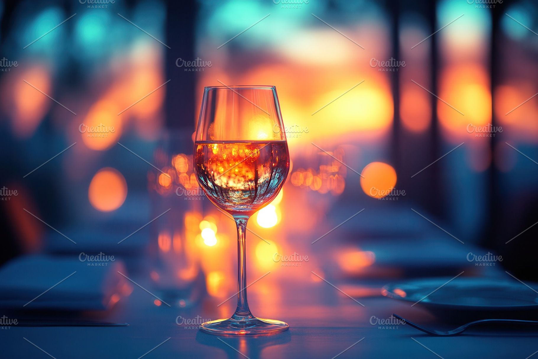 Elegant glass of white wine reflecti, a Photo by Tanuart