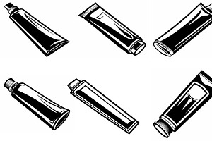 Toothpaste vector silhouettes, an Object Graphic by Billah Hub