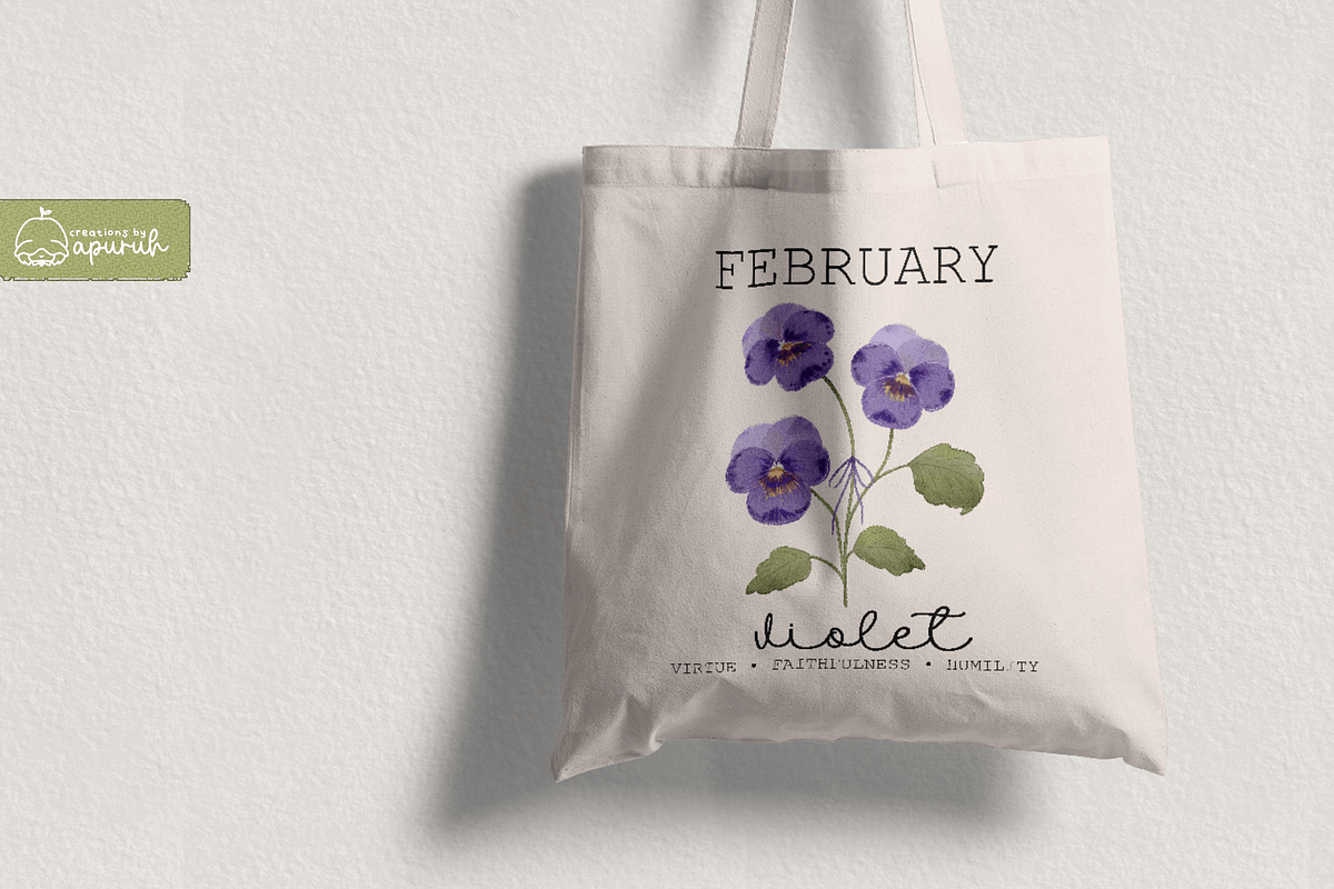 Flower Birth Month with Text Meaning, a Decorative Illustration by creationsbyapuruh (Photo 6 of 10)