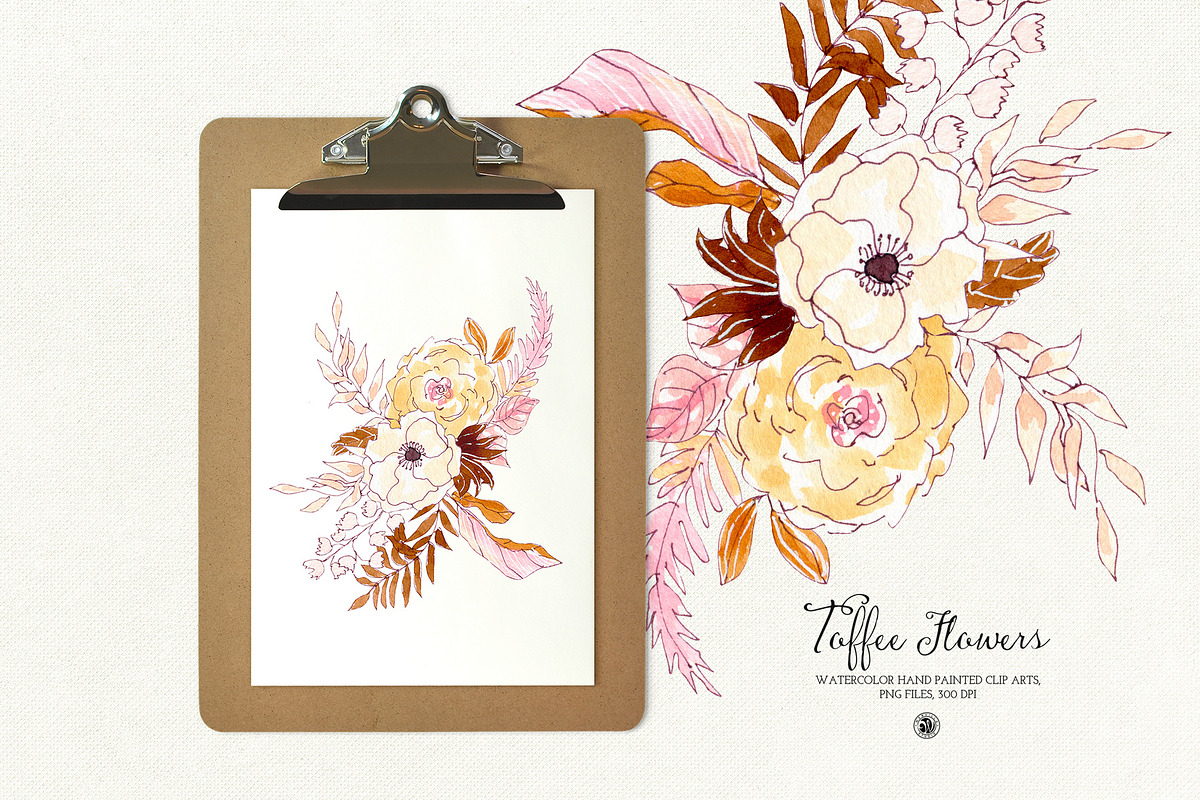 Watercolor Toffee Flowers, a Decorative Illustration by Webvilla Studio (Photo 4 of 6)