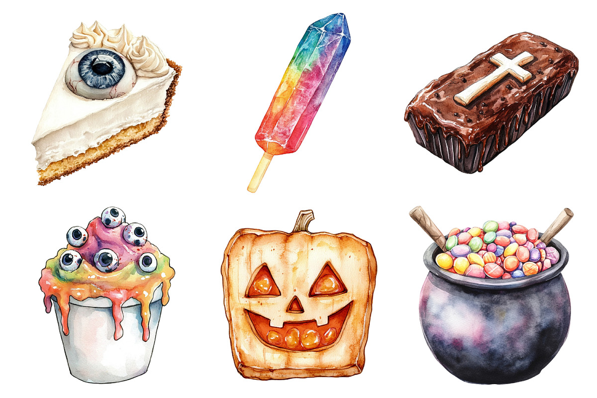 Watercolor Halloween Food Clipart, an Illustration by Daily.Designs (Photo 2 of 4)