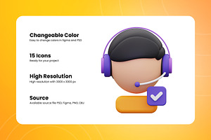 3D Customer Service Icon Set