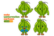 Watermelon Mascot Vector Pack, a Food Illustration by MEDZ (Thumbnail 2 of 4)
