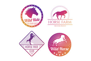 Colorful Horse And Mare Emblems