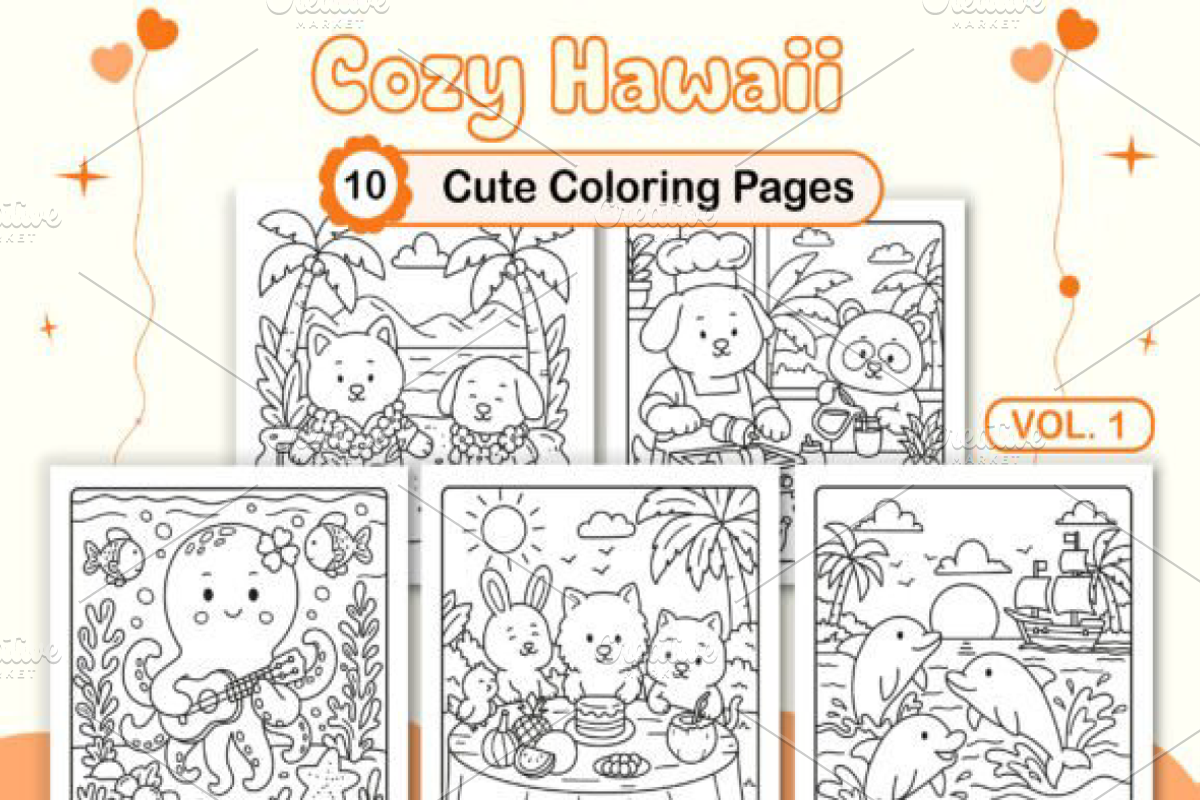 Cozy Hawaii Cute Coloring Pages V 1, an Animal Illustration by Ink Gallery (Photo 1 of 4)
