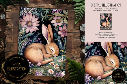 Cute Sleeping Hare Illustration