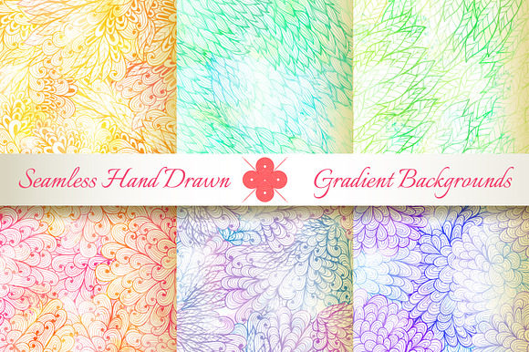 6 Seamless Gradient Florals. Set6