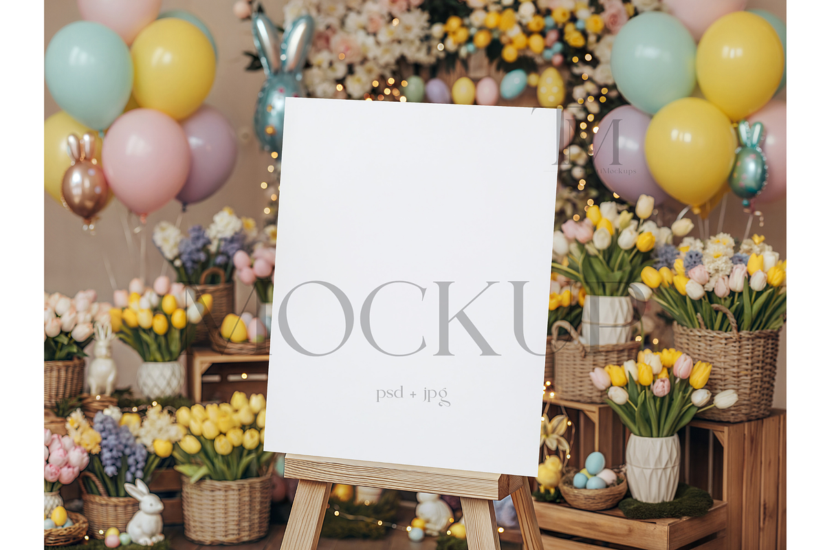 Easter Welcome Sign Easel Mockup, a Product Mockup by TatiMockup