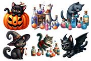Whimsy Halloween Cat Clipart, an Animal Illustration by Pixels.Craft (Thumbnail 2 of 7)