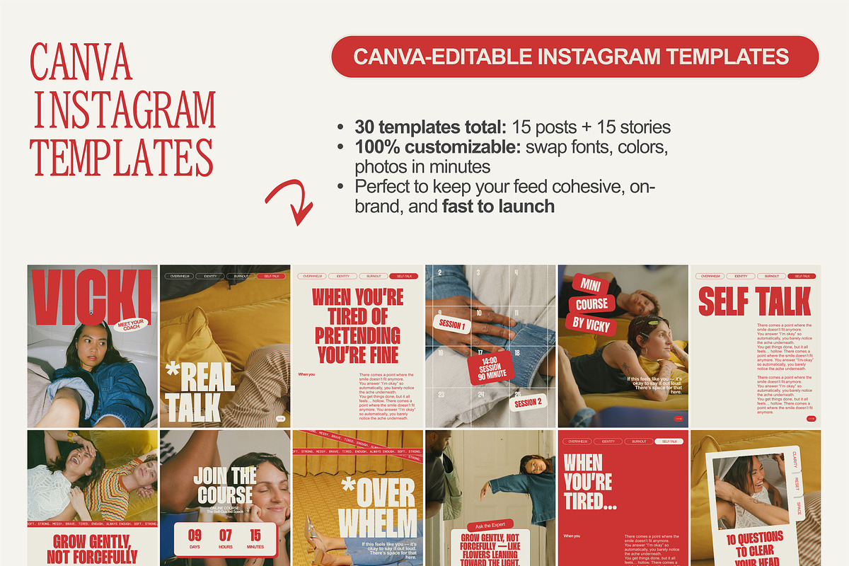 Bold Red Instagram Templates - Canva preview 3