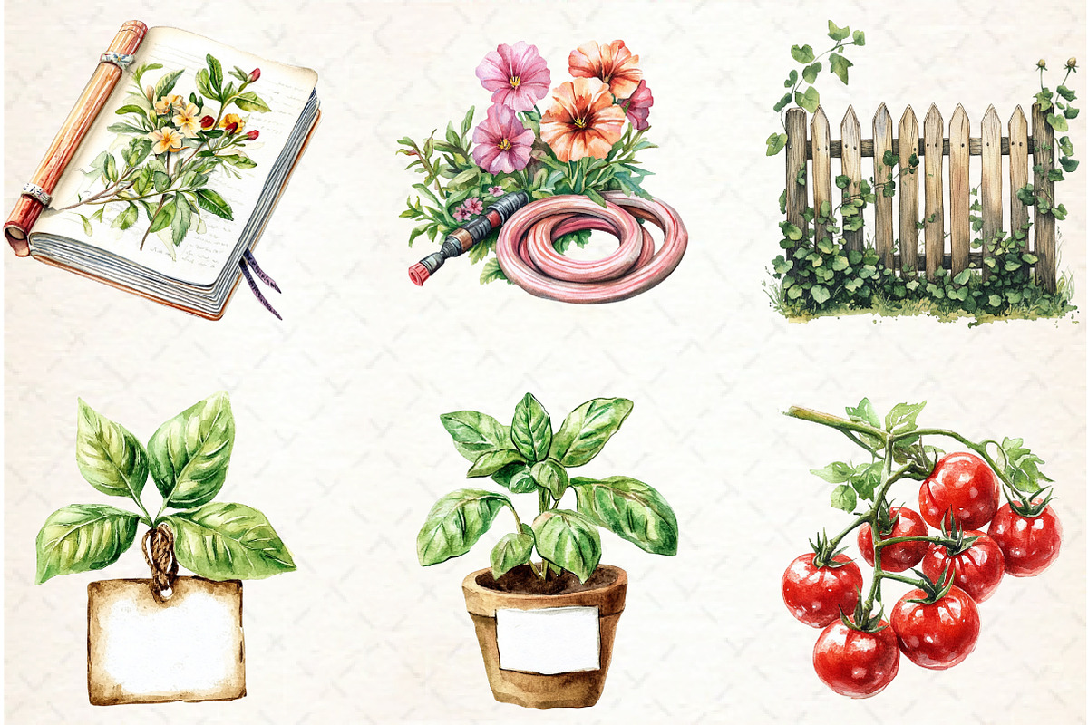 Garden Watercolor Clipart Bundle, an Illustration by Libby Wishes (Photo 3 of 5)