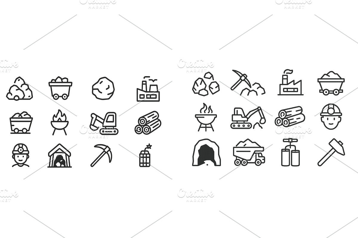 Coal mining industry icons, an Illustration by ZinetroN