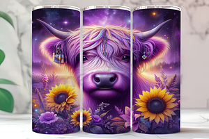 Neon Sunflower Cow Farm Tumbler, an Arts & Entertainment Photo by LamanAzalea