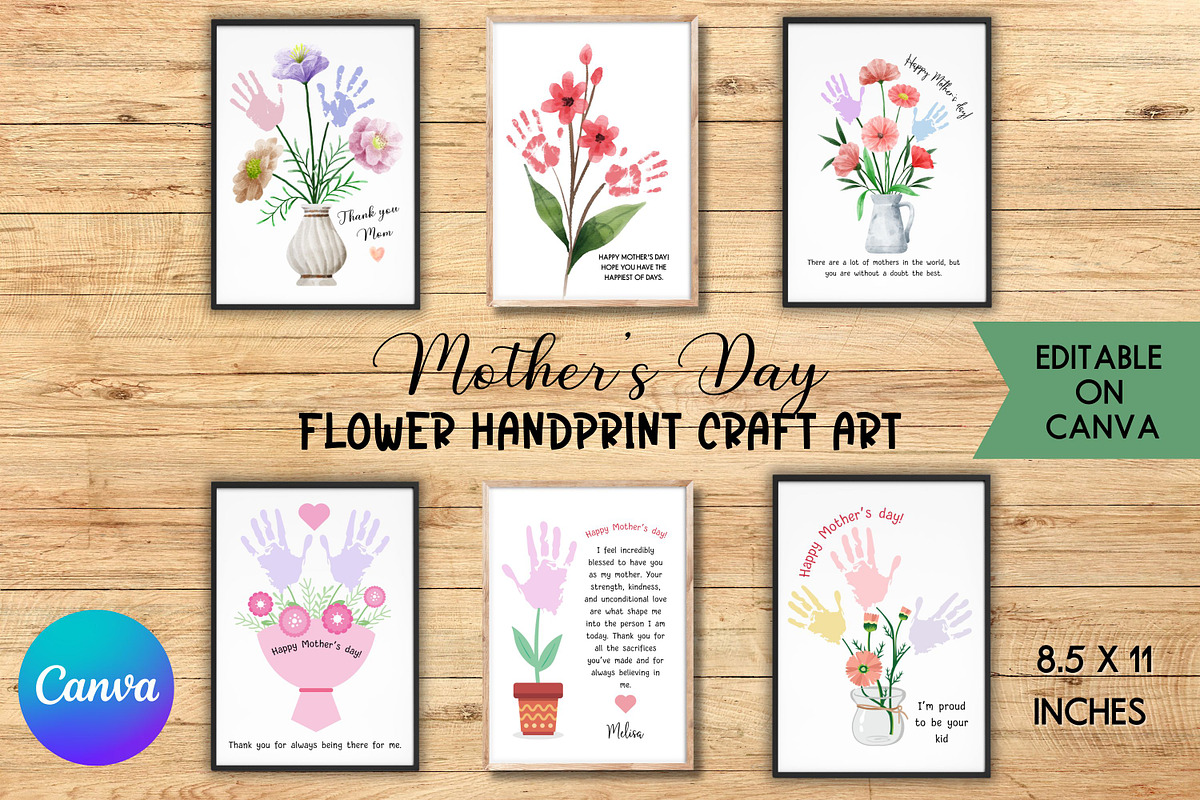 Mother's Day Flower Handprints Arts, a Templates & Theme by Adalin Shop (Photo 1 of 11)