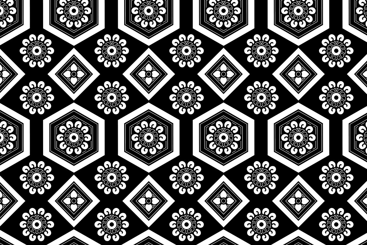 Mosaic Black and White Floral Geomet, a Pattern Graphic by Sharon Schwalbe (Photo 2 of 2)
