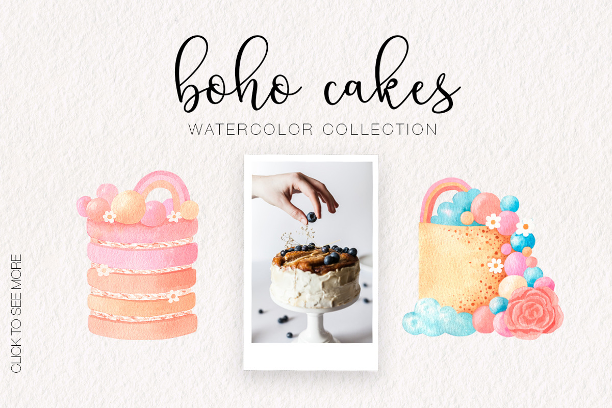 Boho Cakes Watercolor Set, an Illustration by Art Dari Autumn (Photo 2 of 13)
